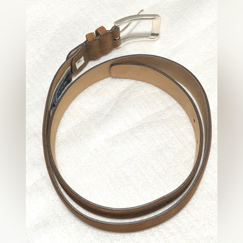 Mezlan Tan Leather Belt with Silver Buckle - Picture 4 of 9